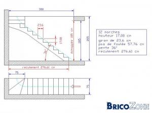 Calcul d'un escalier 1/4 tournant