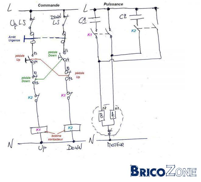 Branchement d'une double pédale électrique pour commander un palan — free download